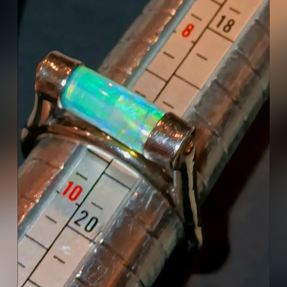 Opal Ring Opalized Belemnite Sterling Silver Colo… - image 4